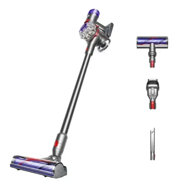 Dyson V8 , без торба, безжична, 115W, 0.54 l капацитет на контейнера, до 40 минути работа, инокс, 446969-01