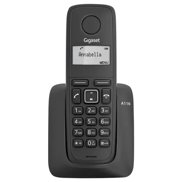 Безжичен DECT телефон Gigaset A116 - черен