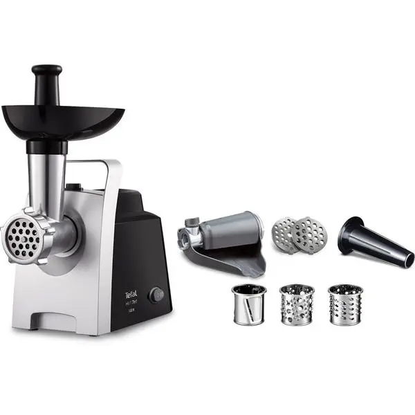 Месомелачка Tefal HV 7IN1 NE109838, капацитет 1.7кг/мин, обратно въртяща функция, 2 приставки, 1400 W, черна