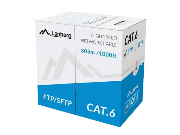 Lanberg Lan Cable FTP Cat.5e 305m Solid CU CPR Fluke Passed Grey - LCF6-11CU-0305-S