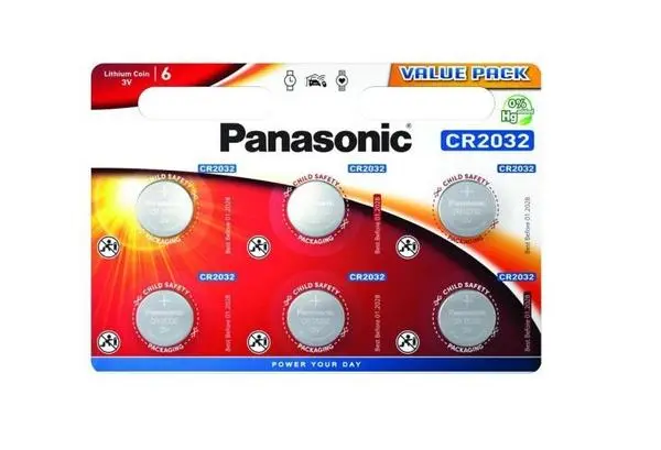 Бутонна батерия литиева PANASONIC CR2032, 3V, 6 бр. в блистер /цена за 6 бр./ - PAN-BL-CR2032-6PK