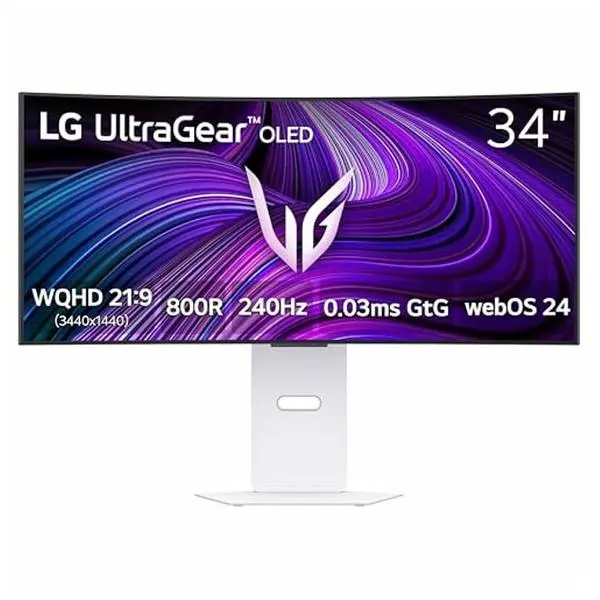 Монитор LG 34GX90SA-W, 34"(86.36cm)Curved OLED панел, 240Hz, 0.03ms, 275cd/m2, DisplayPort, HDMI, USB-C