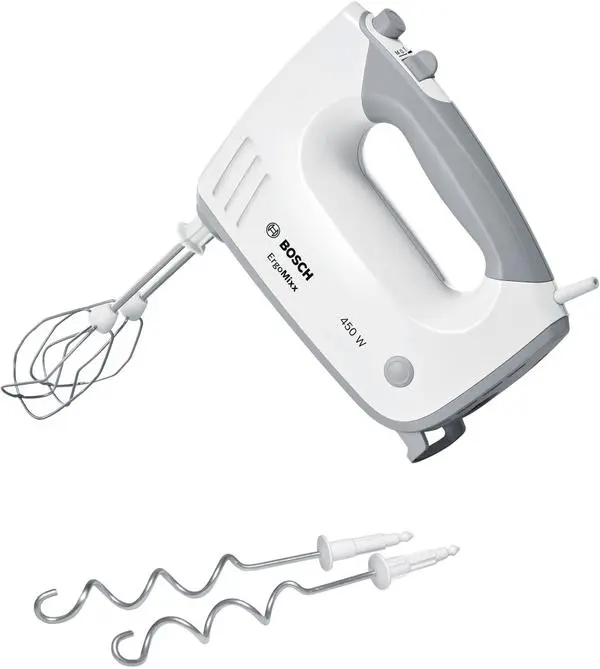 Bosch MFQ36400, Hand mixer, 450 W, 5 speed settings, additional pulse/turbo setting, white/grey - MFQ36400