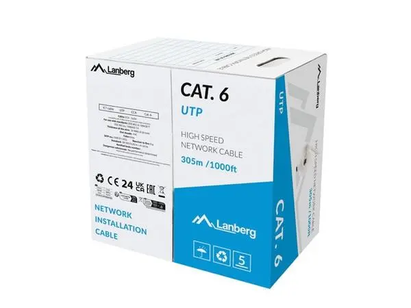 Lanberg LAN cable CAT.6 305m solid cca grey fluke passed - LCU6-15CC-0305-S