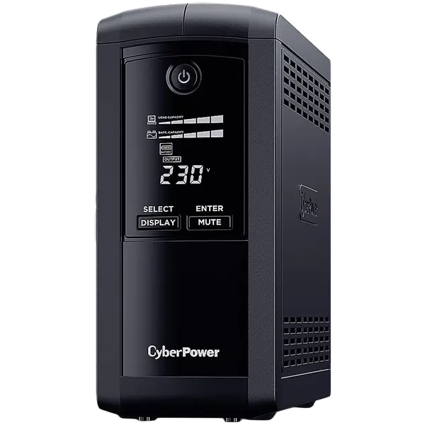 CyberPower UPS  AVR, 1000VA/550W, Line-Interactive LCD display ,4x Schuko, Runtime at 90W ( min ):44, Surge and Spike protection; VP1000ELCD - VP1000ELCD