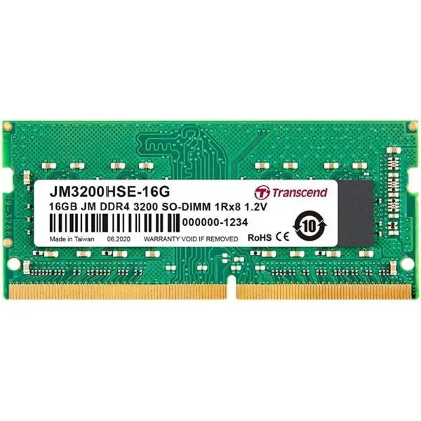 Transcend 16GB JM DDR4 3200Mhz SO-DIMM 1Rx8 2Gx8 CL22 1.2V - JM3200HSE-16G