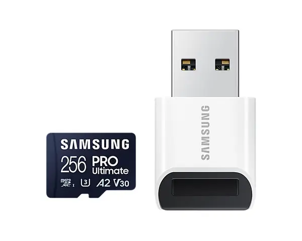 Samsung PRO Ultimate, microSDXC, UHS-I, 256GB, Адаптер, USB четец, SAM-SDM-MY256SBWW