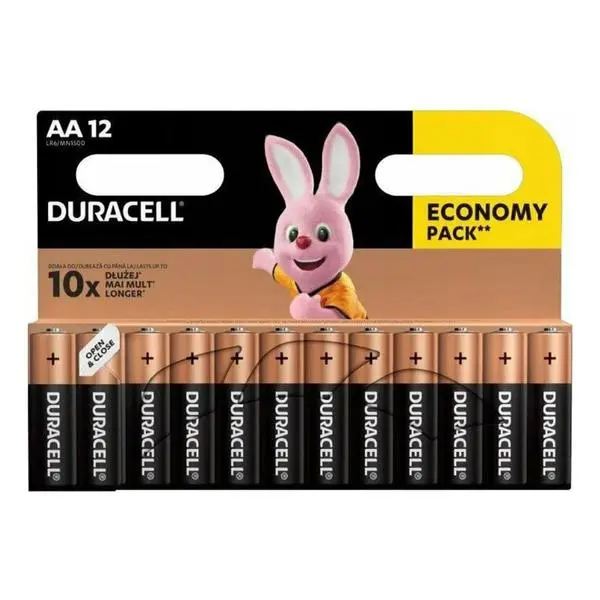 Батерии алкални Duracell LR6/MN1500(DRAALR6), АА, 1.5 V, 12 бр. в опаковка