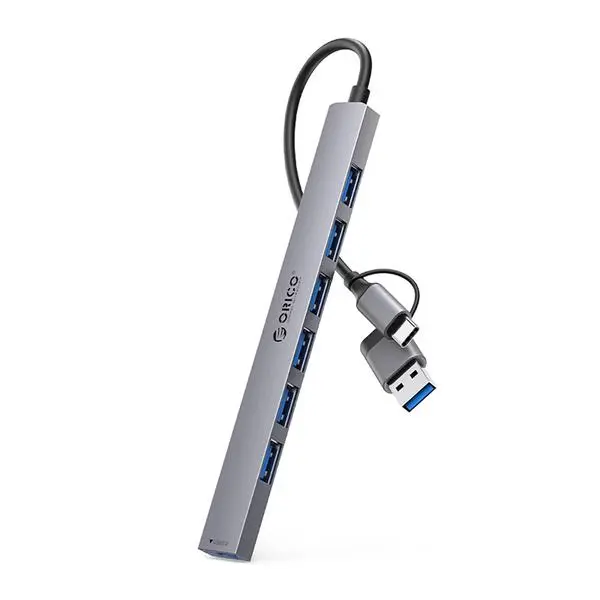 Докинг станция Orico YSA2-U3 USB-A/USB-C Hub 1x USB-A 3.0 + 6x USB-A 2.0 - Сив (v)
