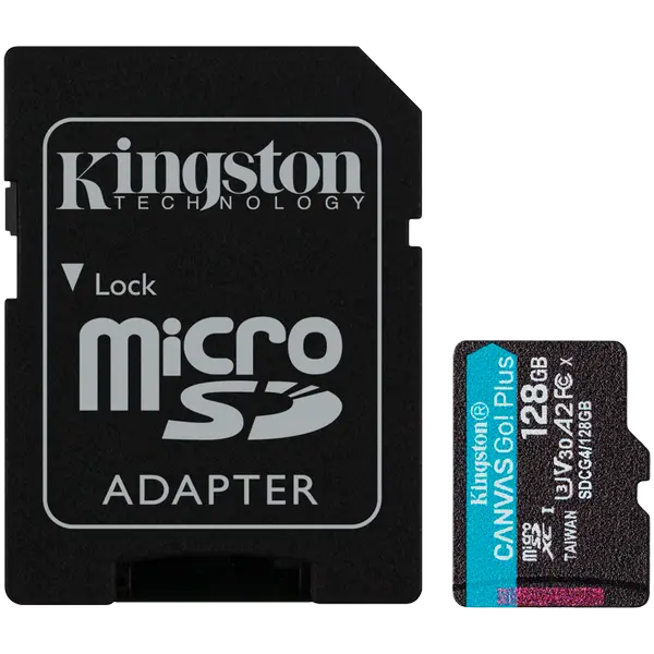 Kingston 128GB microSDXC Canvas Go Plus Gen4 200MB/s A2 U3 V30 Card + Adapter - SDCG4/128GB