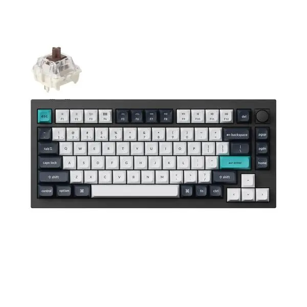 Безжична механичка клавиатура Keychron Q1 MAX Gateron Jupiter Brown Switch - Carbon Black - KEYCHRON-KEY-Q1M-M3