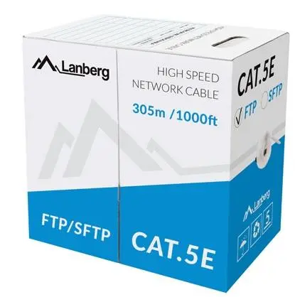 Lanberg LAN cable FTP CAT.5E 305m solid CCA, grey - LCF5-10CC-0305-S