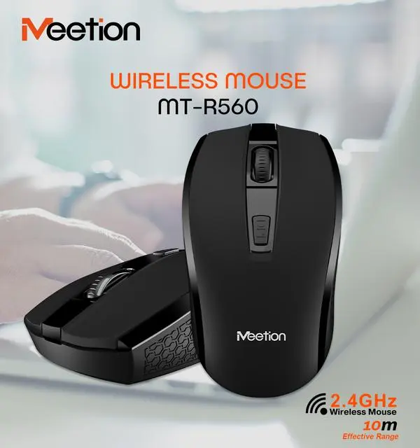 Meetion Mouse R560 Black 2.4G Wireless, 3+1 Buttons, Max.1600 DPI, Switch
