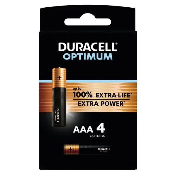 Алкална батерия DURACELL OPTIMUM  MX2400 LR03 AAA /4 бр. в блистер/ 1.5V - DUR-BA-LR03-OPTIMUM