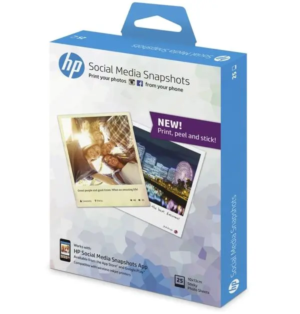 HP Social Media Snapshots, 25 sheets, 10x13cm - W2G60A