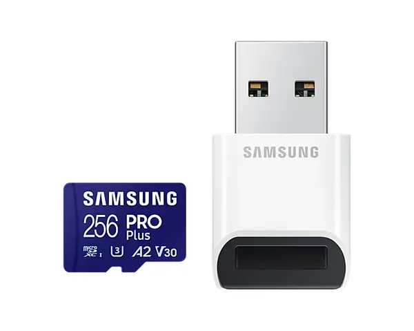 Samsung PRO Plus, microSDXC, UHS-I, 256GB, Адаптер, USB четец, SAM-SDM-MD256SBWW