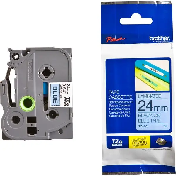 Brother TZe-551 Tape Black on Blue, Laminated, 24mm, 8 m - Eco - TZE551