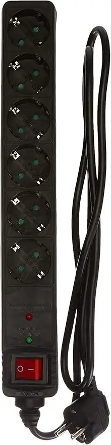 Hama Distribution Panel 6 sockets w/switch 1.5m Black 47779