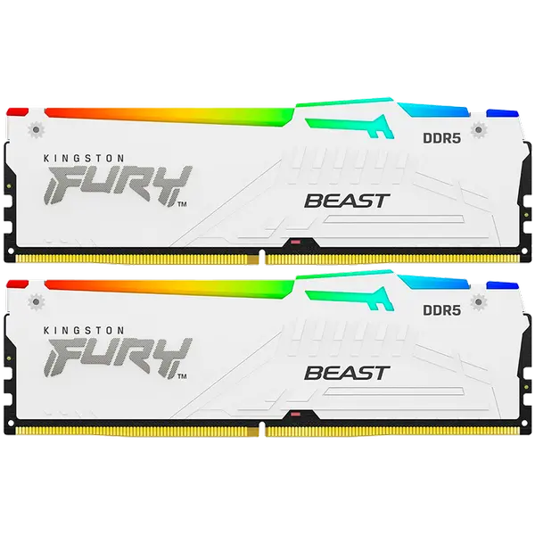 Kingston 32GB 6000MT/s DDR5 CL36 DIMM (Kit of 2) FURY Beast White RGB EXPO - KF560C36BWE2AK2-32