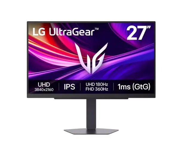 LG  UltraGear 27" 4K IPS, 1ms (GtG), 1000:1, 400cd/m2, UHD 3840x2160, Dual-Mode (UHD 180Hz, FHD 360Hz) - 27G810A-B
