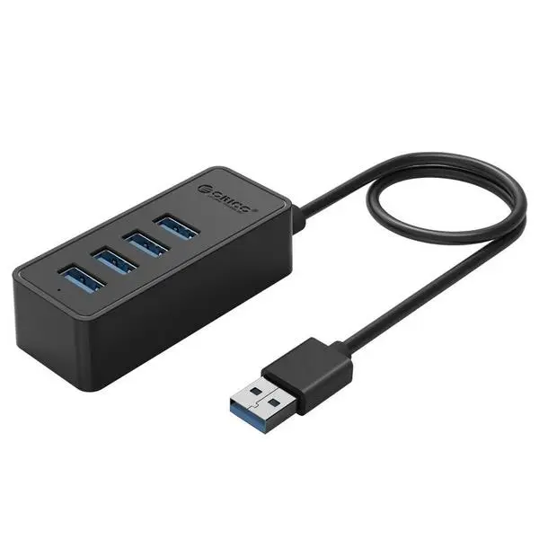 Orico Хъб USB3.0 HUB 4 port USB/Micro USB input, 1m cable - W5P-U3-100-BK-PRO