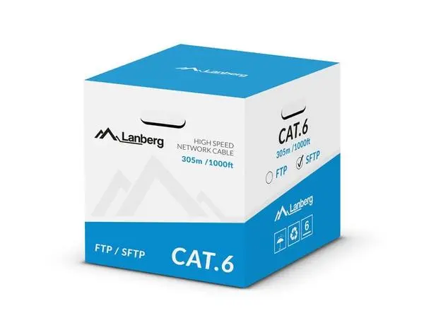 Lanberg LAN cable CAT.6 sftp 305m solid cu grey cpr + fluke passed - LCS6-11CU-0305-S