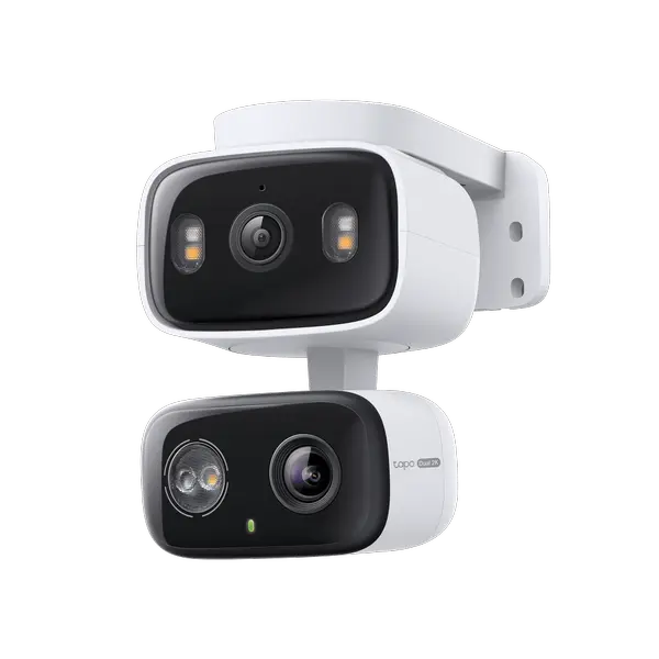 Безжична камера за видеонаблюдение TP-Link Tapo C246D с 2 обектива, 2K 3MP + 2K 3MP, За вътрешна/външна употреба, Нощно виждане, Интелигентно AI разпознаване, Двупосочно аудио, ONVIF