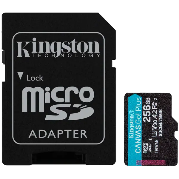 Kingston 256GB microSDXC Canvas Go Plus Gen4 200MB/s A2 U3 V30 Card + Adapter - SDCG4/256GB