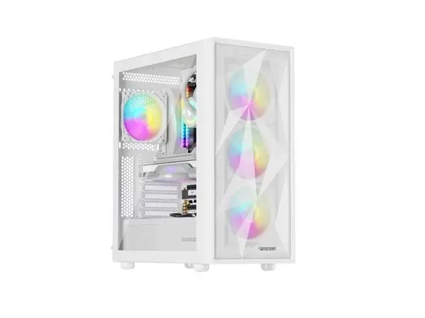 Genesis PC Case DIAXID 605 RGB Mini Tower Window, White - NPC-2173