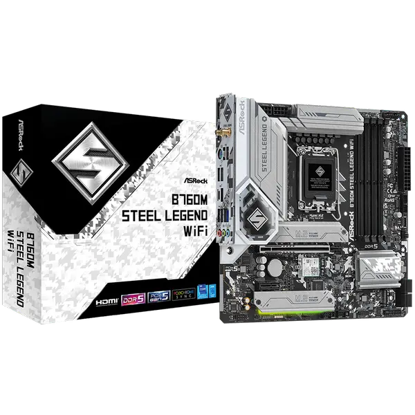 ASROCK MB Desktop B760M Steel Legend (S1700, 4x DDR5, 1x PCIe 5.0 x16, 1x PCIe 4.0 x16 - B760M STEEL LEGEND WIFI