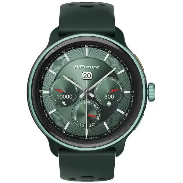 HiFuture Vela Dark Green, 1.43" AMOLED, GPS +Compass + Altimeter, 466*466, Support Local Music(100M Space), Support AI Coach for Training, Powered by Dual Core, Bluetooth Call, 5ATM Waterproof, 24/7 True Heart Rate & Blood, Oxygen Sensor, Up to 10 da