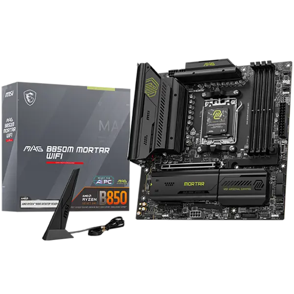 MSI B850M MORTAR WIFI, mATX, Socket AM5, 4x DDR5 Dual Channel DDR5 up to 8200(OC)MHz - MAG_B850M_MORTAR_WIFI