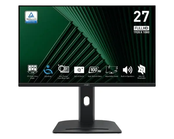 MSI PRO MP275PG, 27", 1ms, 100Hz, IPS, 1920x1080 (FHD), 16:9, FLAT, Adaptive-Sync, MSI Power Link, EyesErgo - 9S6-3PC39M-053