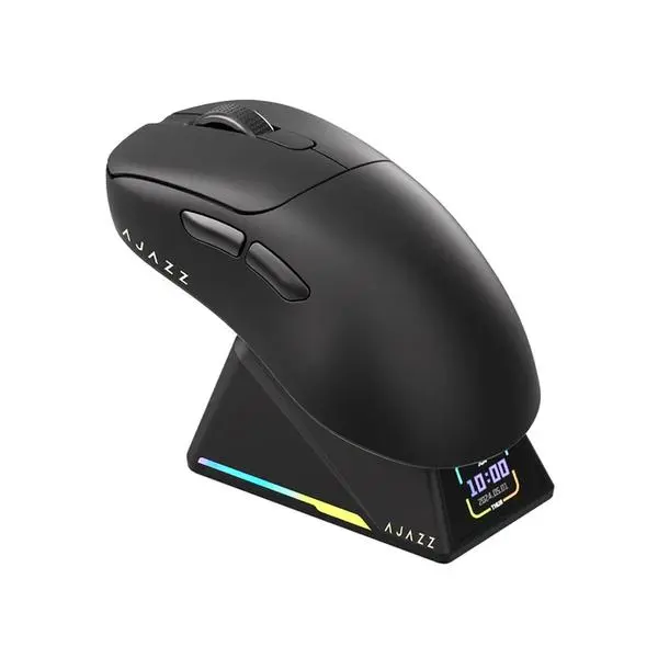 Ajazz професионална геймърска мишка AJ179 APEX - Wireless Gaming Mouse - 8K, Magnetic Charging Dock, Black (AJ179-APEX-BK)