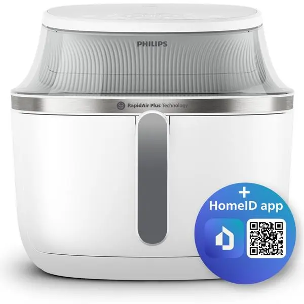 Фритюрник с горещ въздух Philips NA331/10, 6.2 л. вместимост, 12 програми, таймер, незалепващо покритие, RapidAir Plus технология, 1700W