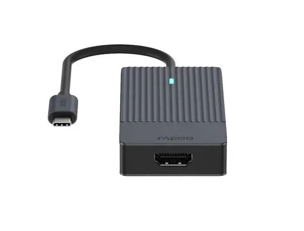 4-портов хъб Rapoo 4 в 1, 2 x USB-A, 1 x  USB-C, 1 x HDMI, Черен - RAPOO-11409