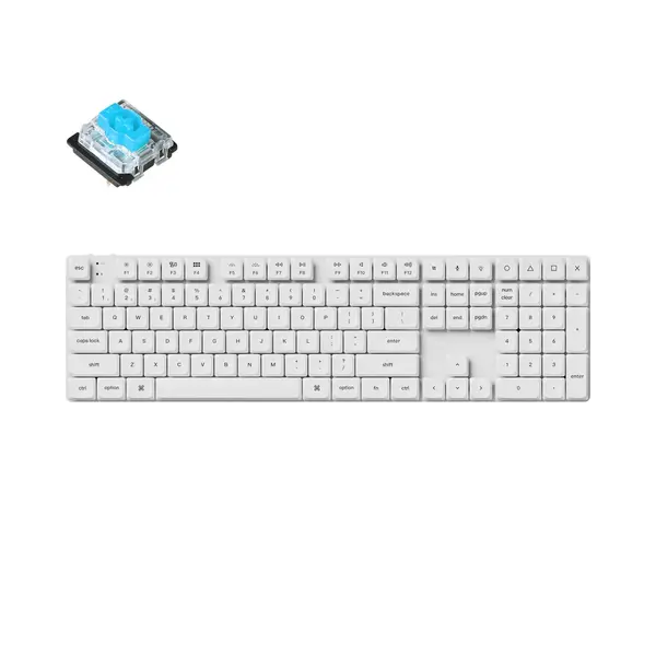 Геймърска механична клавиатура Keychron K5 Pro White QMK/VIA Full-Size Hot-Swappable Low-Profile Gateron Blue Switches RGB Backlight - KEYCHRON-KEY-K5P-Q2