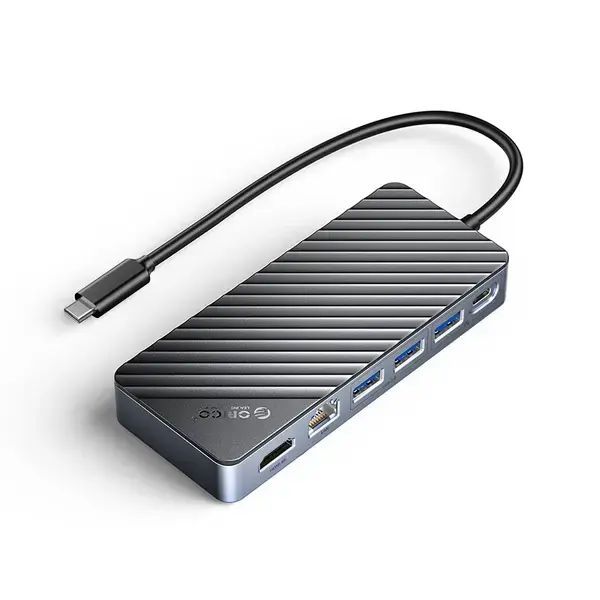 Orico Докинг станция Portable Docking station M.2 SATA/NVMe HDMI, USB3.2-A x 1, USB-C (10Gbps) x 1,USB-C (PD100W), USB2.0-A x 2, LAN - OM28PR-G2-BK