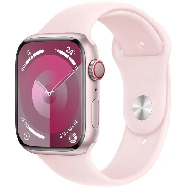 Apple Watch Series 9 45 mm Digital 396 x 484 pixels Touchscreen 4G Pink Wi-Fi GPS (satellite) -  (К)  - MRMK3QF/A (8 дни доставкa)