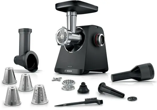 Bosch MFWS440B, Meat mincer - MultiPower 1900 W, Planetary gearbox, 2,5 kg/min, kebbe attachment, sausage attachment, reverse function, Black - MFWS440B