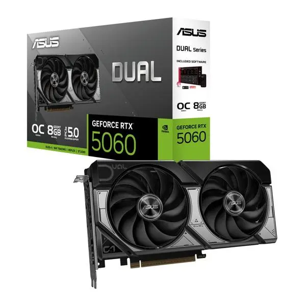 Nvidia GF RTX 5060, 8GB,Asus DUAL, OC, PCI-E 5.0, GDDR7, 128-bit, DisplayPort, HDMI, 90YV0N12-M0NA00