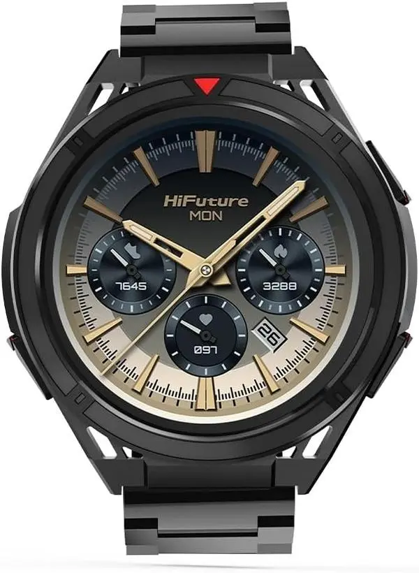 HiFuture Active Black Red, *1.43"  AMOLED, Dual Band GPS +Compass + Altimeter 466*466, Powered by Dual Core & Syntra AI, Bluetooth Call, 5ATM Waterproof, 24/7 True Heart Rate & Blood Oxygen Sensor, Up to 10 days daily use - 6972576181992
