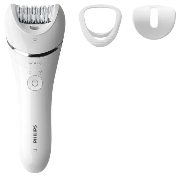 Епилатор Philips BRE700/00, работа на батерия, 2 скорости, до 40 минути време на работа, 3 принадлежности, бял