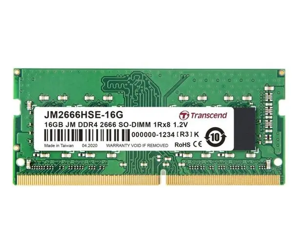 Transcend 16GB JM DDR4 2666Mhz SO-DIMM 1Rx8 2Gx8 CL19 1.2V - JM2666HSE-16G