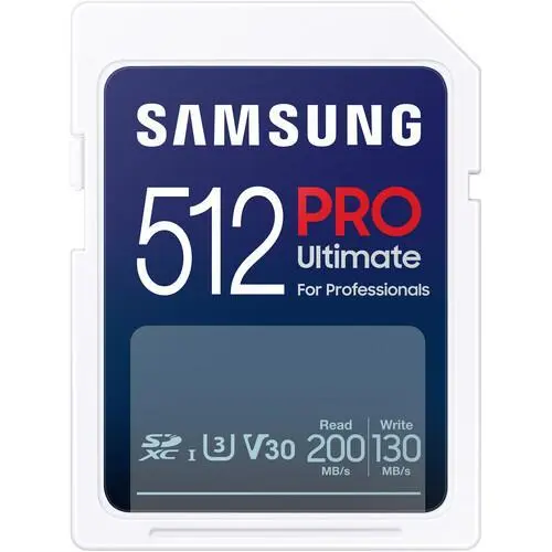Samsung 512GB PRO Ultimate SD Card Full-Size SDXC UHS-I , U3, V30, SAM-SD-MB-SY512S-WW