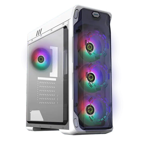 GameMax Computer Case Starlight White, it comes with an acrylic plastic transparent front