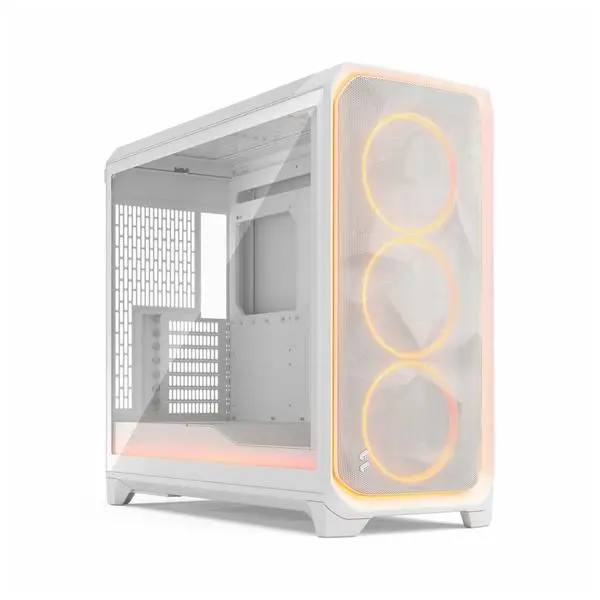 Кутия Fractal Design Meshify 3 XL Ambience Pro RGB White TG Clear Tint, EE-ATX/EATX/ATX/microATX/Mini-ITX/SSI-CEB/SSI-EEB, 2x USB 3.2 Gen 1 Type-A, 1x USB 3.2 Gen 2x2 Type-C, 3x 140mm RGB вентилатора, с прозорец, бяла, без захранване