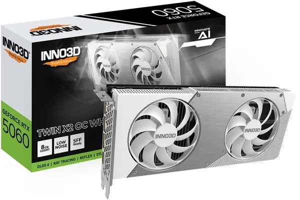 Inno3D GeForce RTX 5060 8GB GDDR7 Twin X2 OC White - N50602-08D7X-195070W