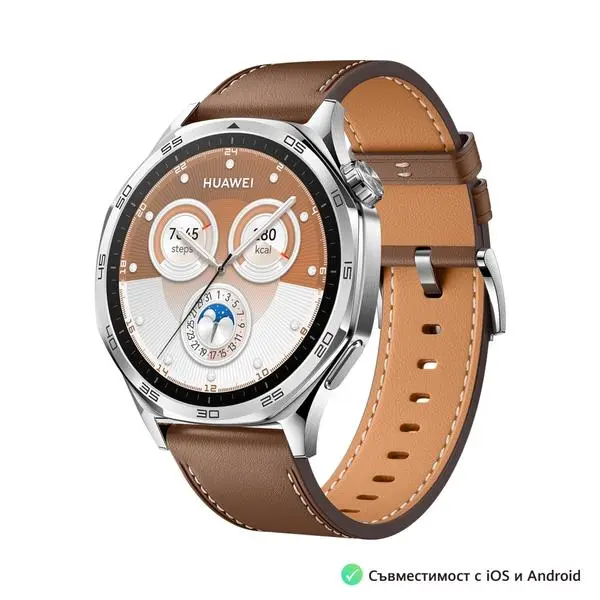 Huawei Watch GT5 Vili-B19L, 1.43", Amoled 466x466 PPI 326, BT5.2 BLE/BR/EDR, 5ATM, 524mAh, Screenshot sharing, support message input, message notifications, Battery life up to 14 days, Compatible with iOS and Android devices, Brown Leather - 69421031