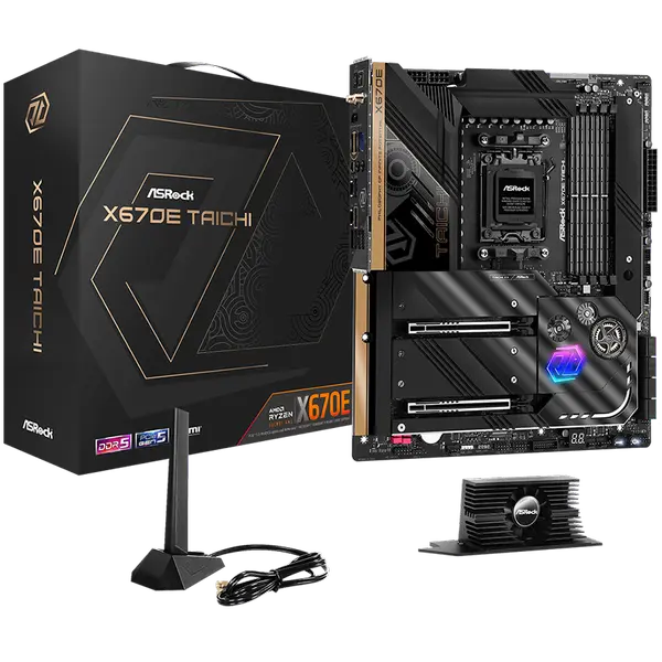 ASROCK MB Desktop X670E Taichi, AM5, 4x DDR5, 2x PCIe 5.0 x16, 8x SATA3, 3x Hyper M.2 (PCIe Gen4x4) - X670E TAICHI